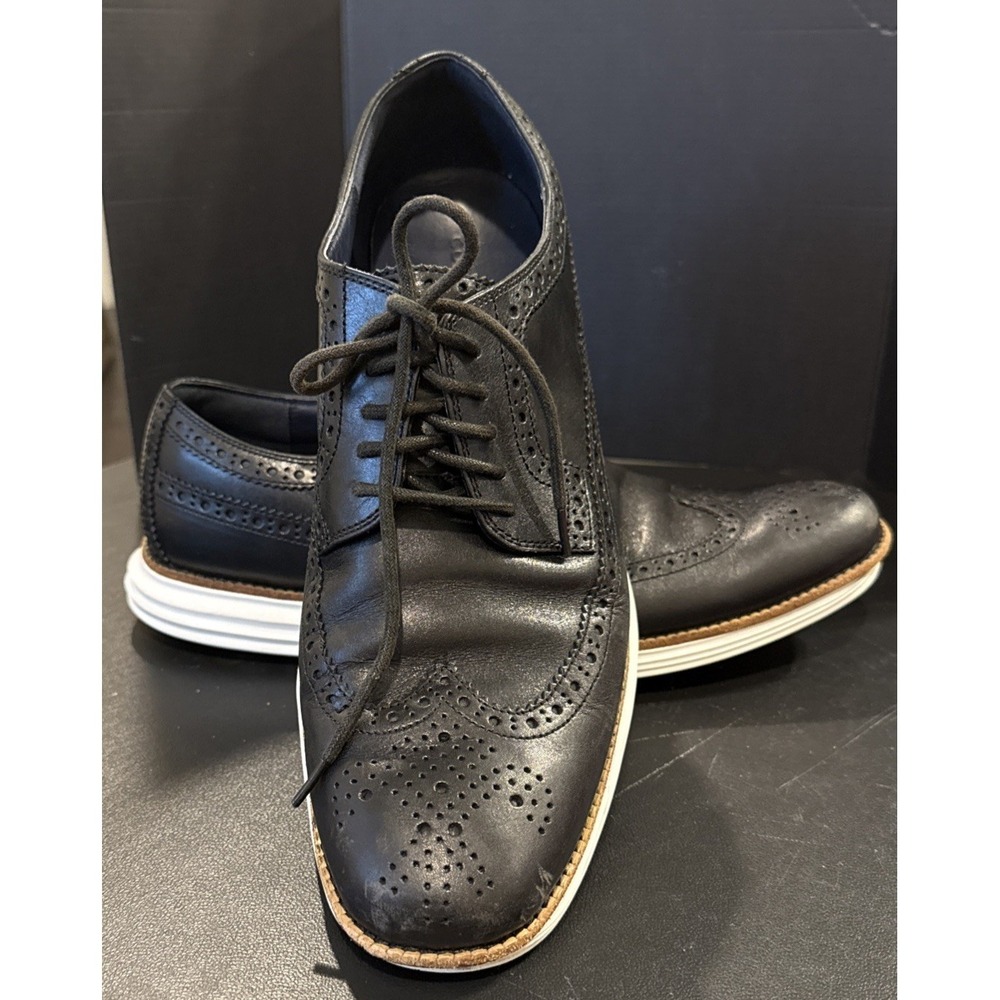 Cole Haan Lunar Grand Mens 12 M Wingtip Oxfords Dress Shoes‎ Black C12007